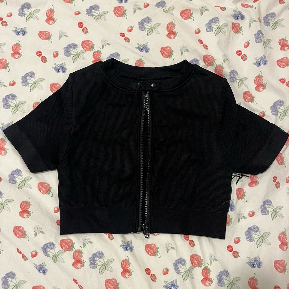 NWT Set Active Sculptflex Moto Zip Top in Onyx/Flash